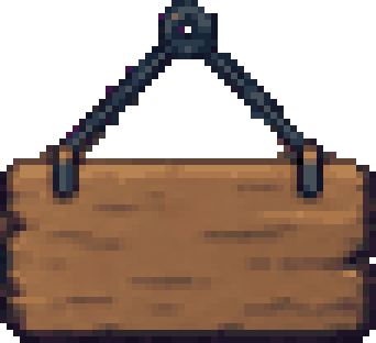 A hanging sign